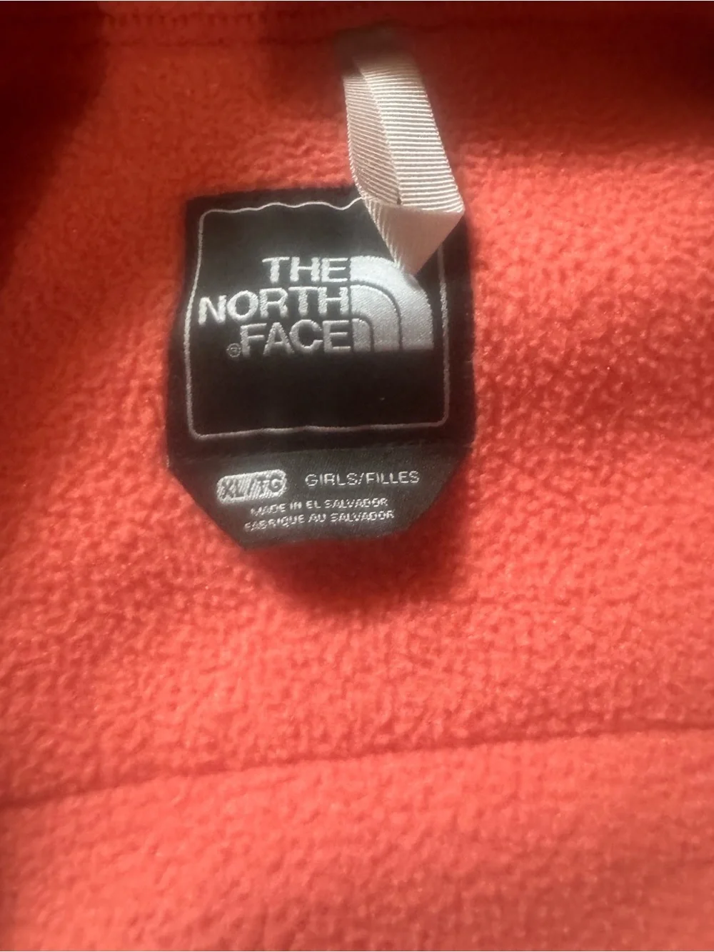 The North Face Coral and gray Full-Zip Fleece Jacket girls xl
